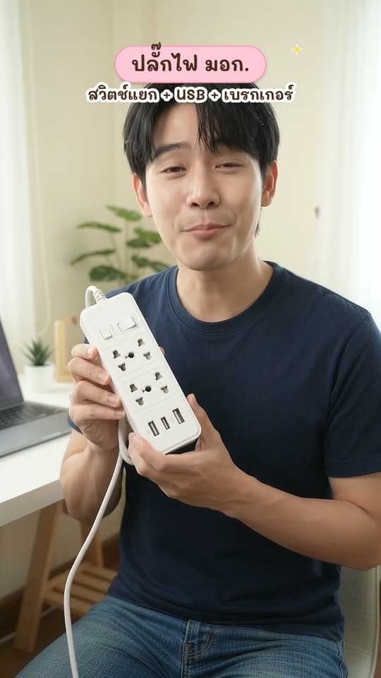 ปลั๊กไฟ มอก.แท้ 2500w ปลั๊ก ปลั๊กพ่วง รางไฟ 5ช่อง, 4ช่อง 4USB ความยาว3เมตร,5เมตร,8เมตร ปลั๊กไฟ 4ช…