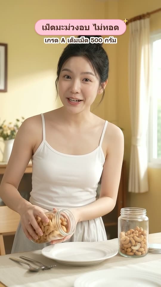 เม็ดมะม่วงหิมพานต์อบ 500 กรัม เกรด A เต็มเม็ด หอม กรอบ ไม่ทอด | Khunja Shop