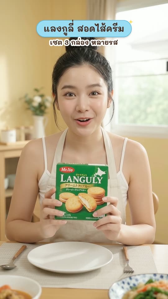 เซต 3 กล่อง EXP : 04/2027 แลนกูลี่ คุกกี้สอดไส้ครีม - Mr.Ito Languly Cream Cookie